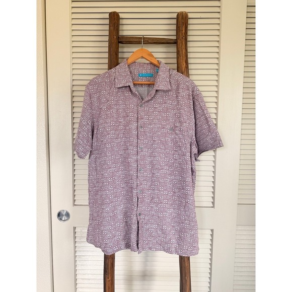 Tori Richard Button Up Shirt Mens XL Short Sleeve Geometric Pattern Casual - Picture 1 of 3